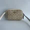 Coach Mini Jamie Camera Bag Chalk White Signature Canvas Crossbody Excellent0