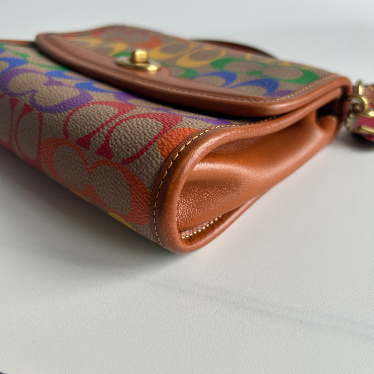 Coach Kip Rainbow Signature Canvas Leather Crossbody Bag Excellent8