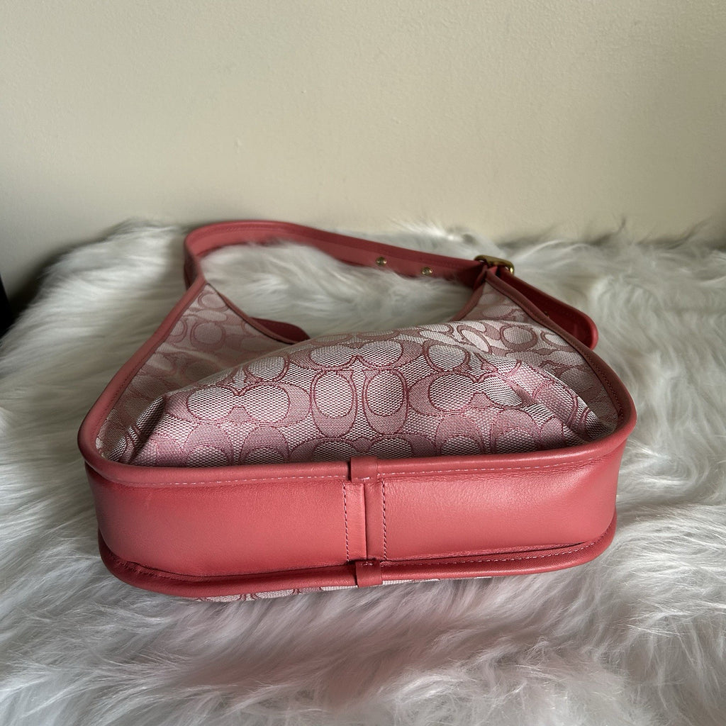 Coach Ergo Pink Signature Jacquard Leather Shoulder Bag C2588 Good3