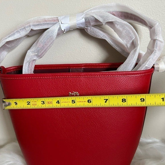 Coach City Bucket Bold Red Pebbled Leather Bag NEW5