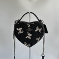 Coach Heart Crossbody Black Bow Print Coated Canvas Bag Excellent0