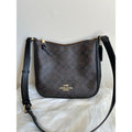 Coach File Brown Black Signature Canvas Leather Crossbody Bag Excellent0