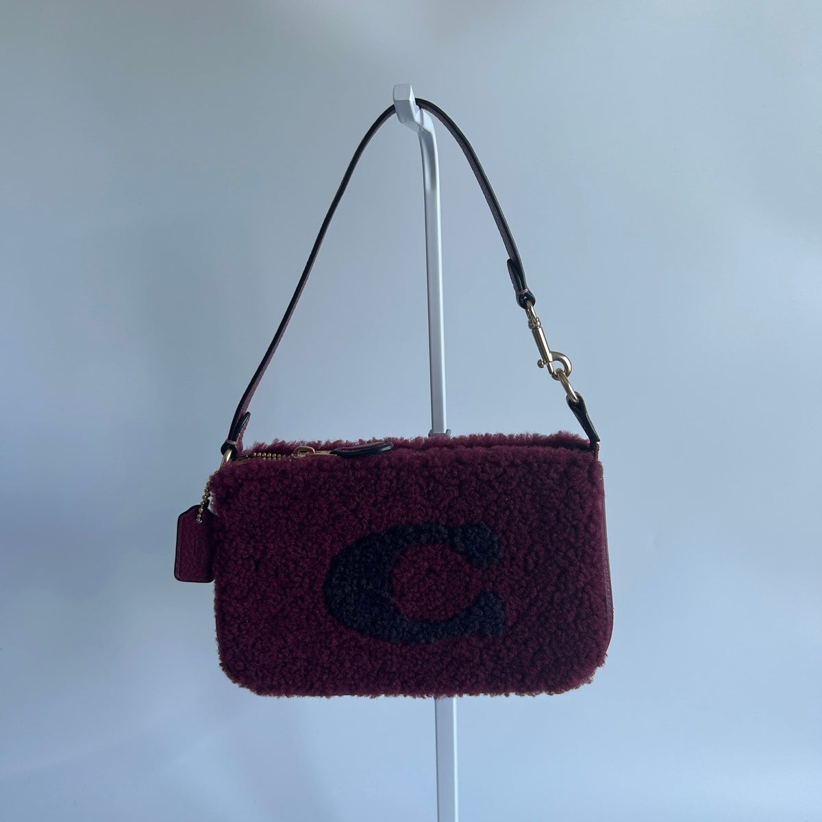 Coach Nolita 19 Wine Shearling Leather Shoulder Bag Excellent0
