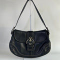 Coach Soho Black Leather Buckle Flap Shoulder Bag Excellent0