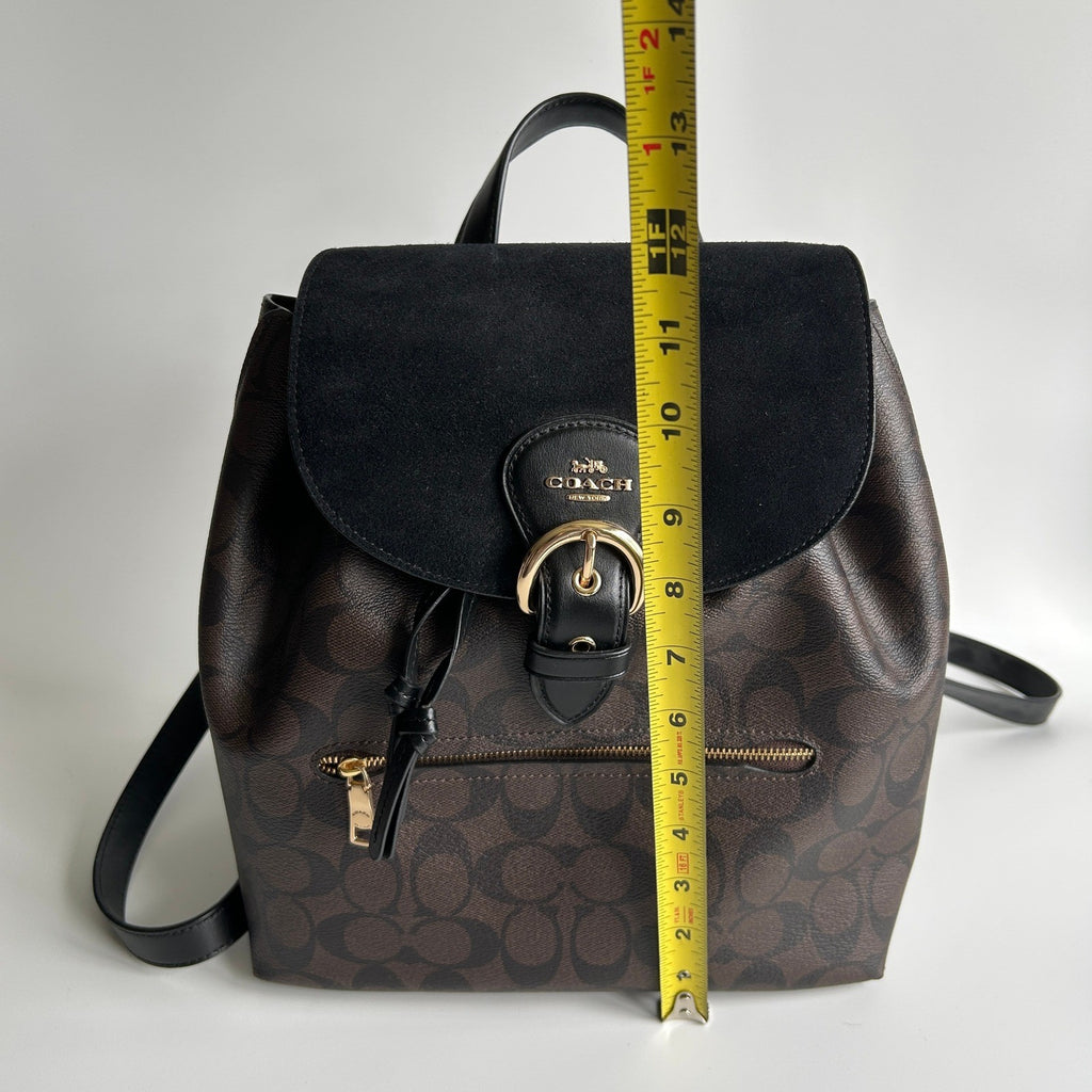 Coach Kleo Backpack Brown Black Signature Canvas Suede C5648 Excellent10