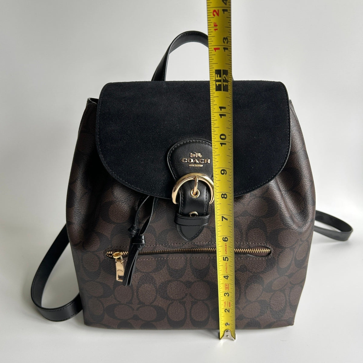 Coach Kleo Backpack Brown Black Signature Canvas Suede C5648 Excellent10