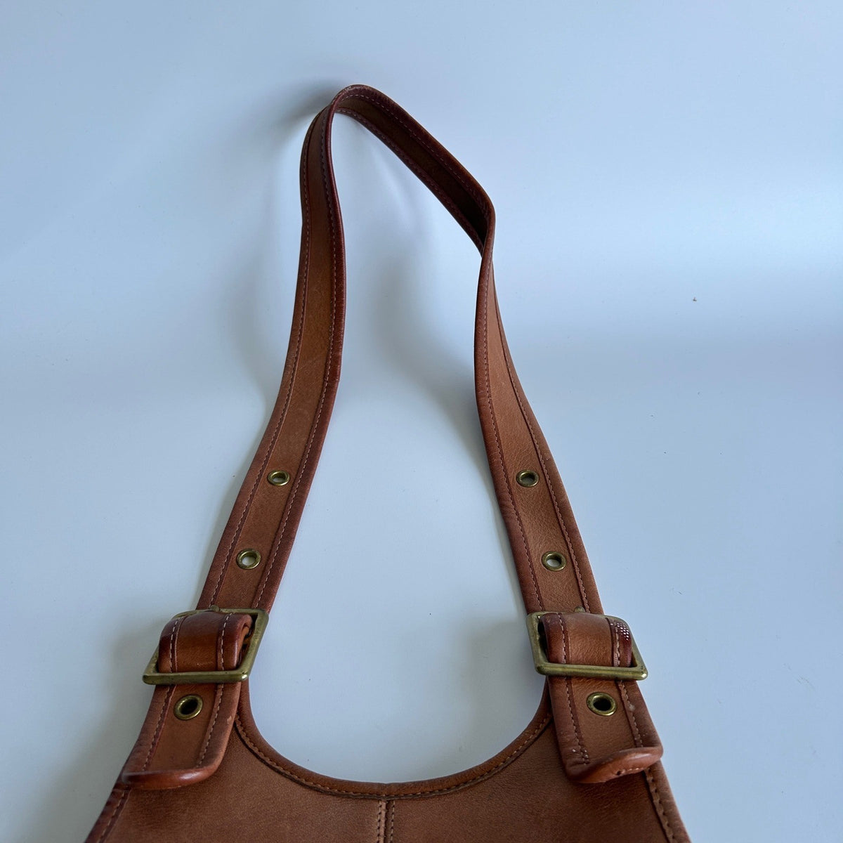 Coach Crescent Saddle 9235 British Tan Leather Shoulder Bag Good5