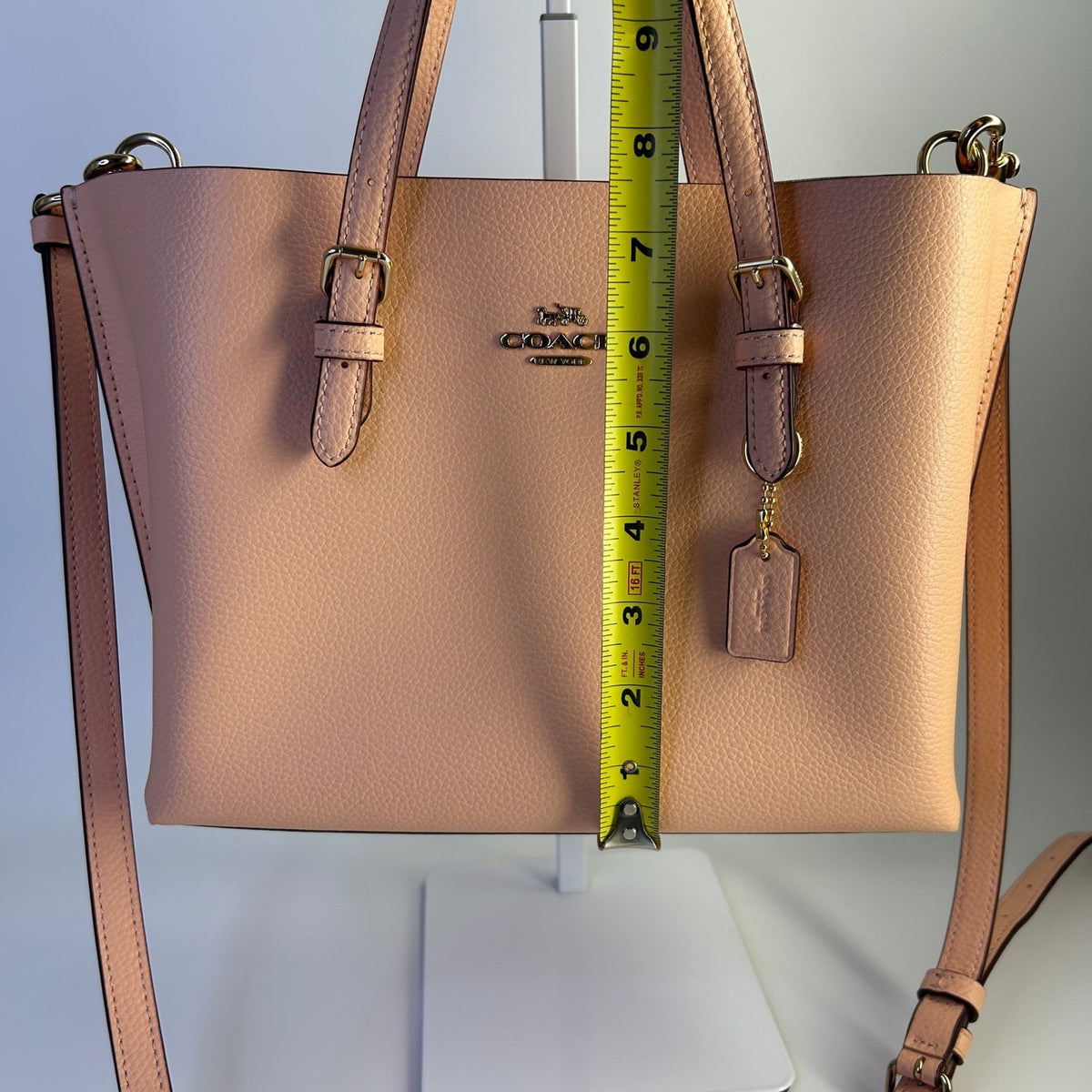 Coach Mollie Tote 25 Peach Pink Pebbled Leather Shoulder Bag C4084 Excellent7