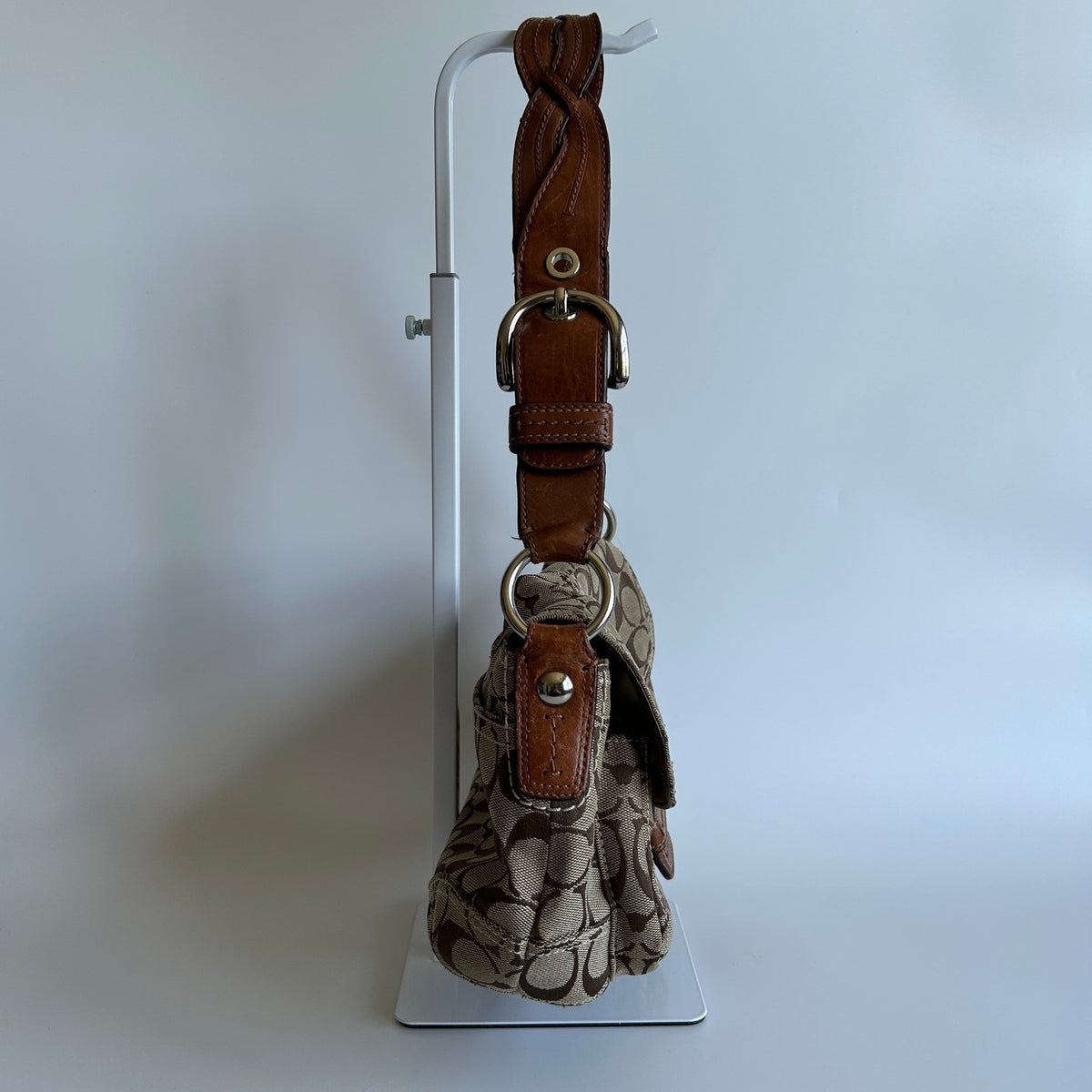 Coach Soho Khaki Brown Signature Canvas Leather Shoulder Bag 11862 Good3