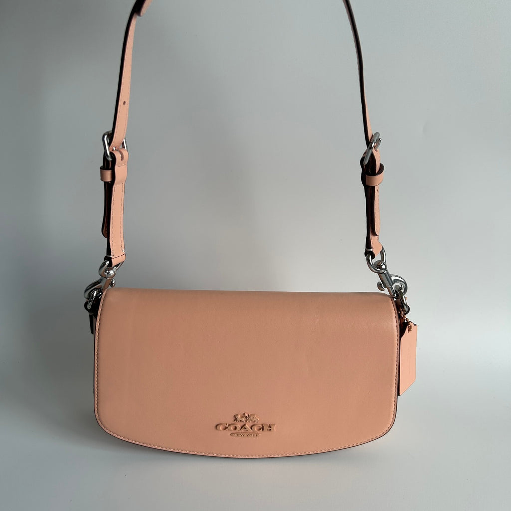 Coach Andrea Shoulder Bag Faded Blush Peach Smooth Leather Flap CT7681