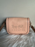 Coach Saddle Bag Pink Tan Pebbled Leather Crossbody Bag Excellent0