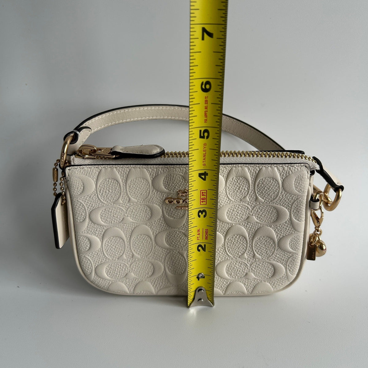 Coach Nolita 15 Chalk White Signature Leather Wristlet Excellent7