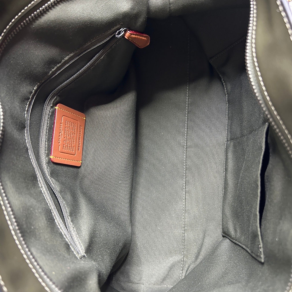 Coach Station Tote CCC77 Olive Green Suede Leather Shoulder Bag Good5