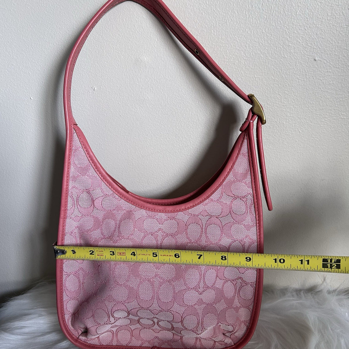 Coach Ergo Pink Signature Jacquard Leather Shoulder Bag C2588 Good8