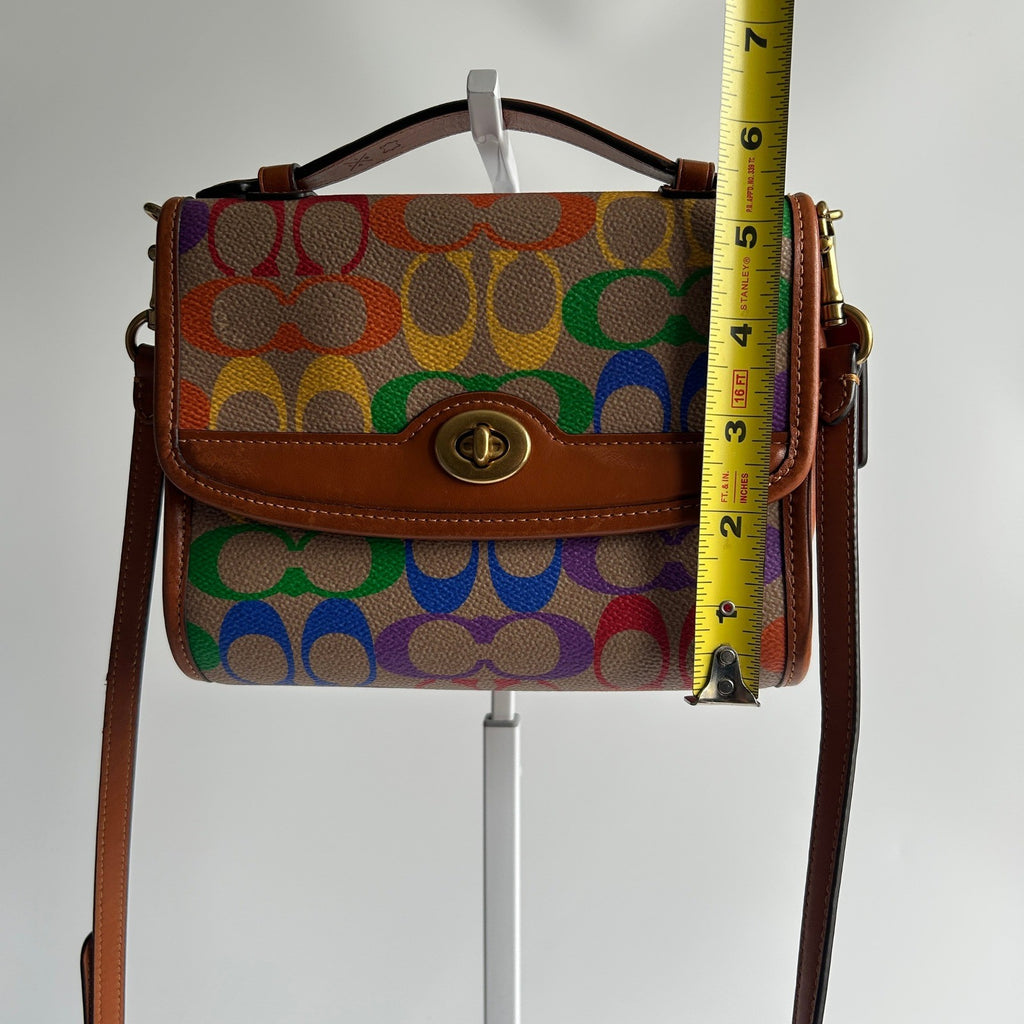Coach Kip Rainbow Signature Canvas Leather Crossbody Bag Excellent5