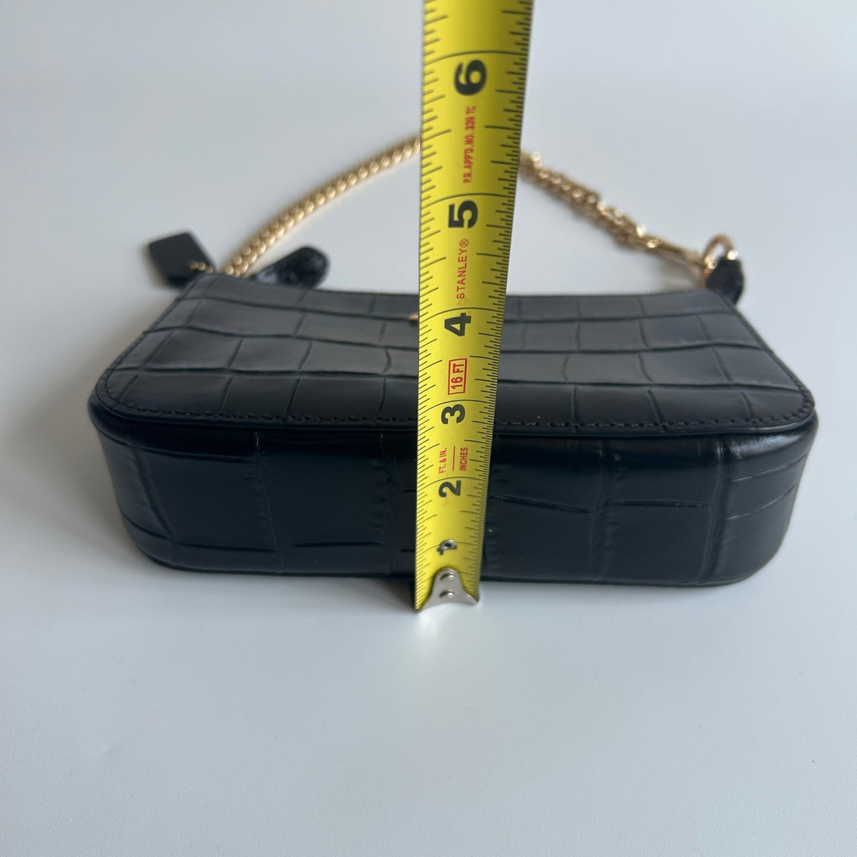 Coach Nolita 19 Black Croc Embossed Leather Wristlet Bag 63866