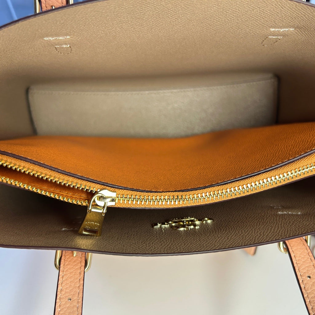 Coach Mollie Tote 25 Peach Pink Pebbled Leather Shoulder Bag C4084 Excellent2