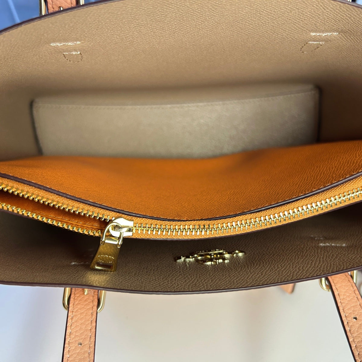 Coach Mollie Tote 25 Peach Pink Pebbled Leather Shoulder Bag C4084 Excellent2