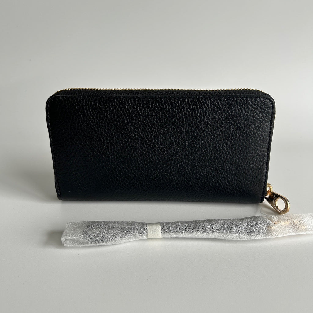 Coach Long Zip Around Black Pebbled Leather Wallet C4451 NEW1