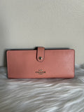 Coach Slim Wallet Light Coral Crossgrain Leather Bifold CH410 NWT0