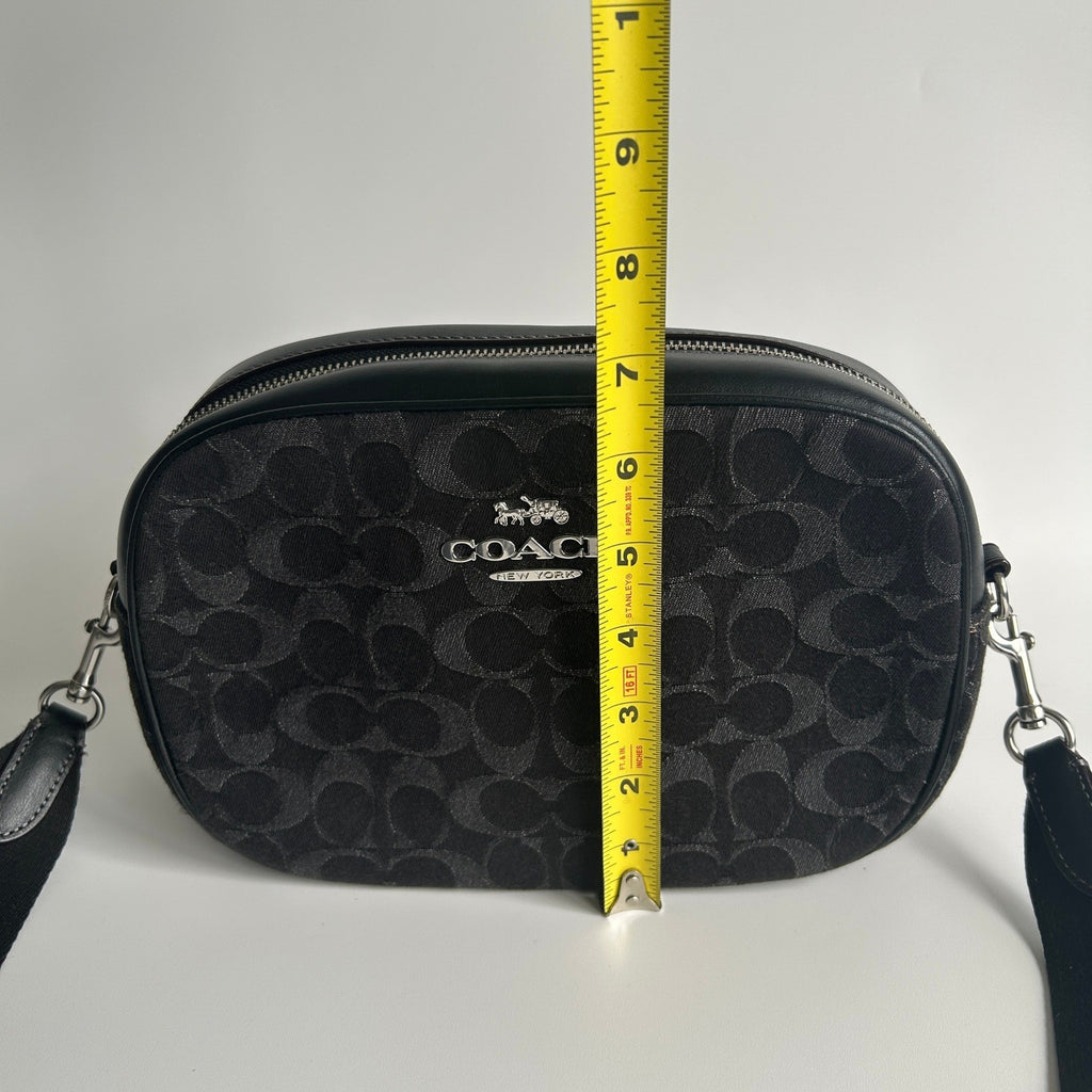 Coach Jamie Camera Bag Black Signature Denim Leather Crossbody C8219 Excellent9
