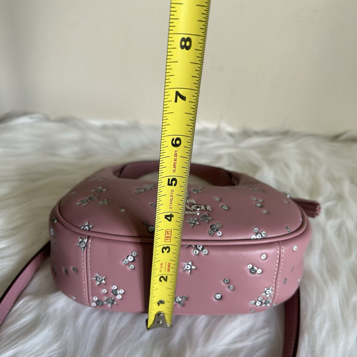 Coach Carmen Mini Crossbody Dusty Pink Leather Star Sequin Bag New9
