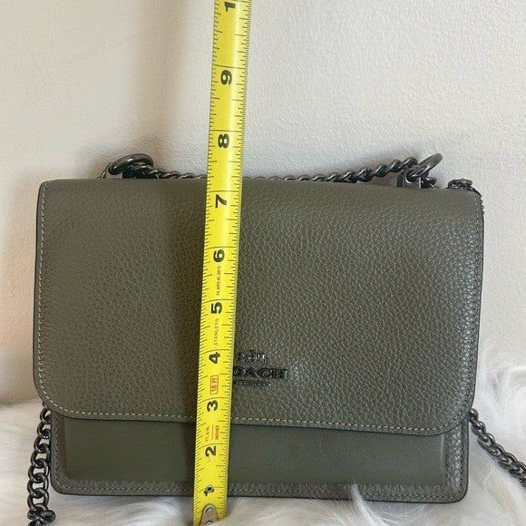 Coach Klare Olive Green Pebbled Leather Crossbody Bag Good8