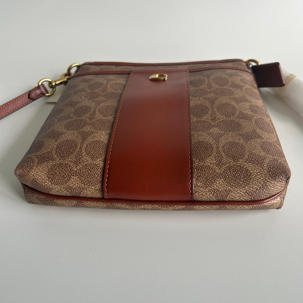 Coach Kitt Messenger Tan Rust Signature Canvas Crossbody Bag CC533 NWT3