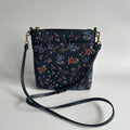 Coach Kitt Messenger Wildflower Navy Pebbled Leather Crossbody Bag Excellent0
