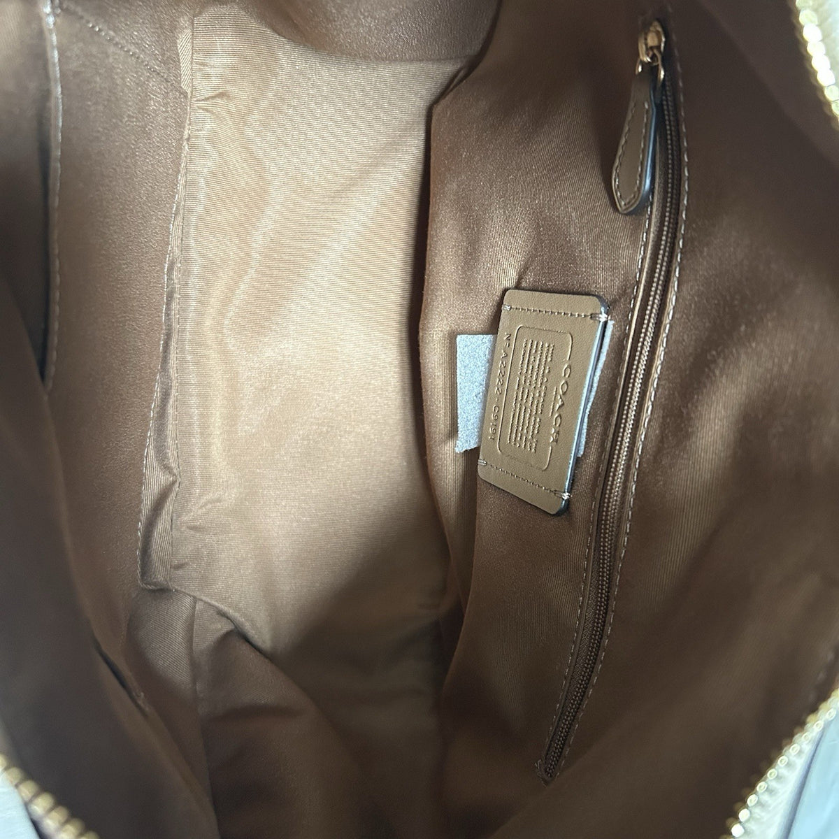 Coach Jules Hobo Khaki Chalk White Canvas Leather Shoulder Bag Excellent4