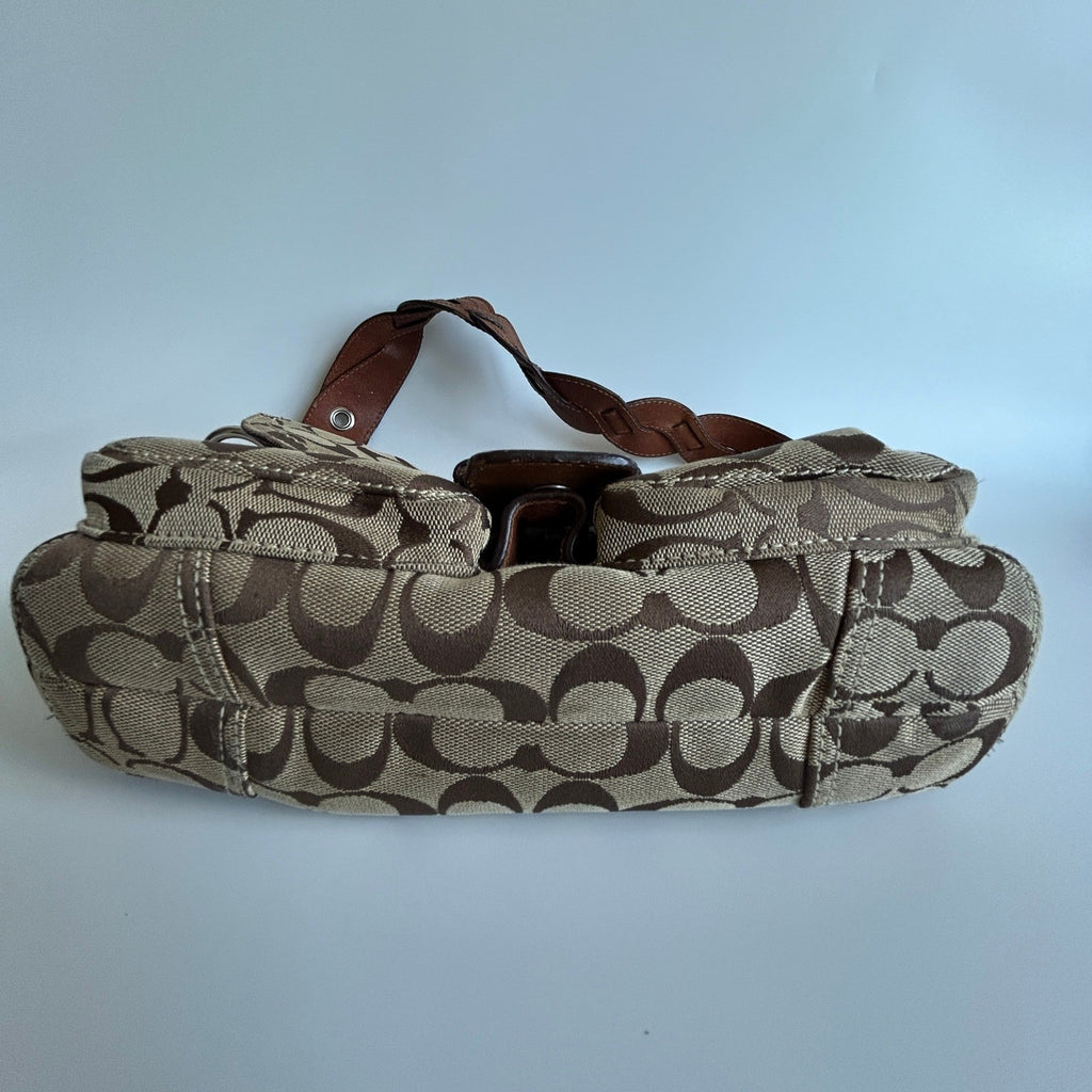Coach Soho Khaki Brown Signature Canvas Leather Shoulder Bag 11862 Good8