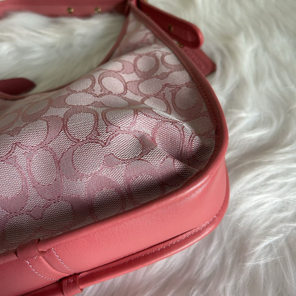 Coach Ergo Pink Signature Jacquard Leather Shoulder Bag C2588 Good4