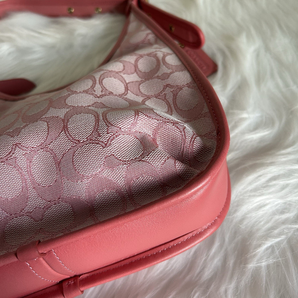 Coach Ergo Pink Signature Jacquard Leather Shoulder Bag C2588 Good4