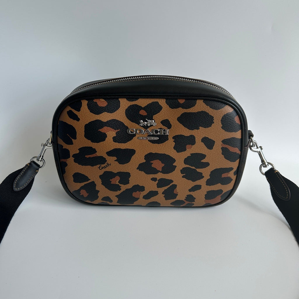 Coach Jamie Camera Bag Leopard Signature Canvas Crossbody CC759 Excellent0