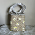 Coach Town Bucket Bag Khaki Multi Daisy Floral Canvas Leather C3411 NWT0
