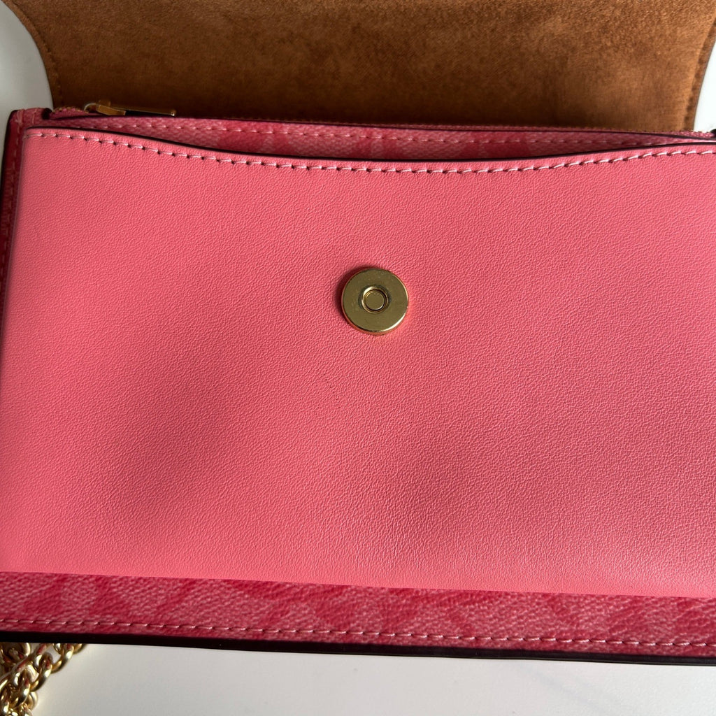 Coach Mini Klare Pink Signature Canvas Leather Crossbody Excellent5