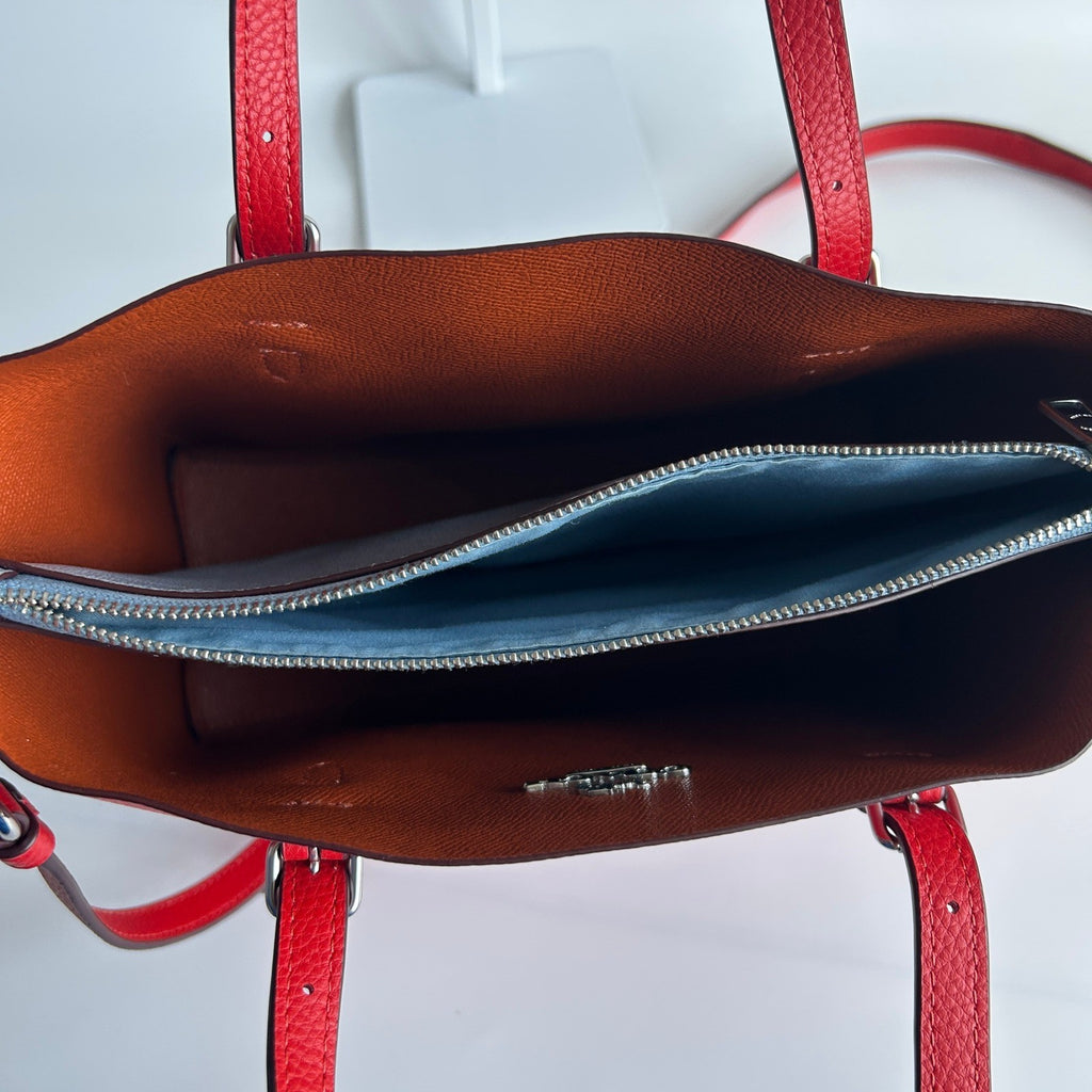 Coach Mollie Tote 25 Red Pebbled Leather Shoulder Bag Excellent4