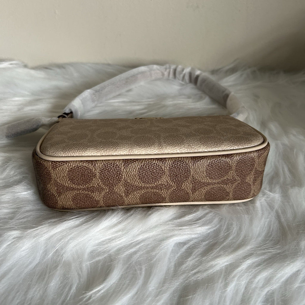 Coach Nolita 19 Sand Tan Signature Canvas Leather Wristlet Bag NEW2