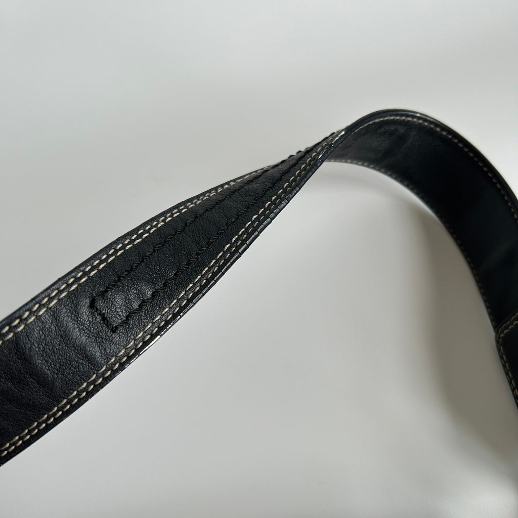 Coach Soho Pleated Flap Black Pebbled Leather Shoulder Bag Good7