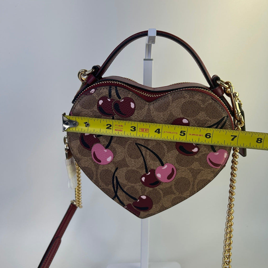 Coach Heart Crossbody Tan Multi Signature Canvas Cherry Print CY706 NWT5