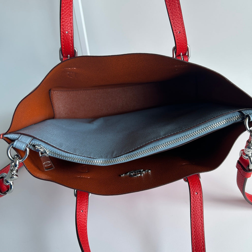 Coach Mollie Tote 25 Red Pebbled Leather Shoulder Bag Excellent3