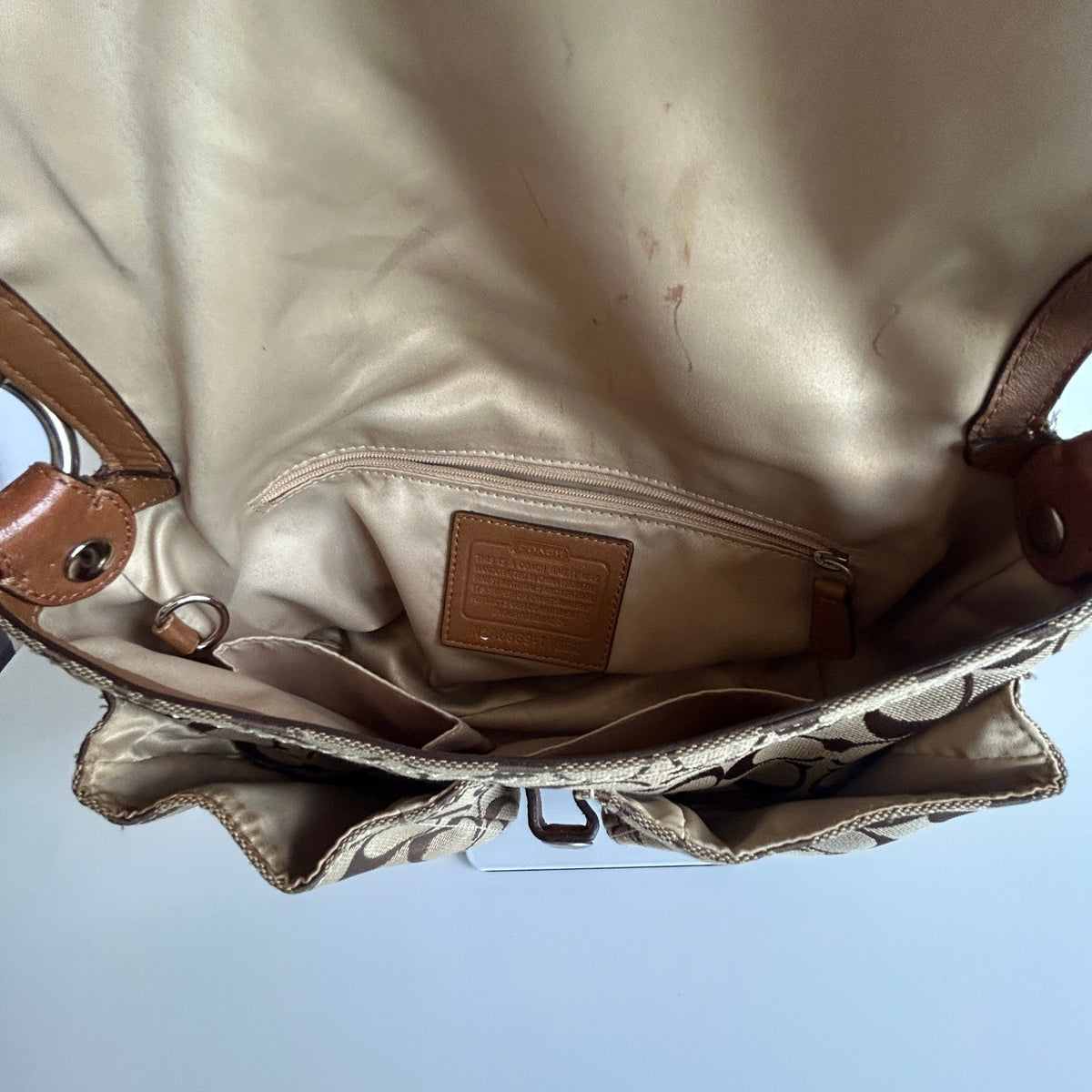 Coach Soho Khaki Brown Signature Canvas Leather Shoulder Bag 11862 Good7