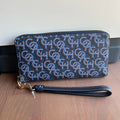 Coach Long Zip Around Wallet Navy Monogram Coated Canvas New0