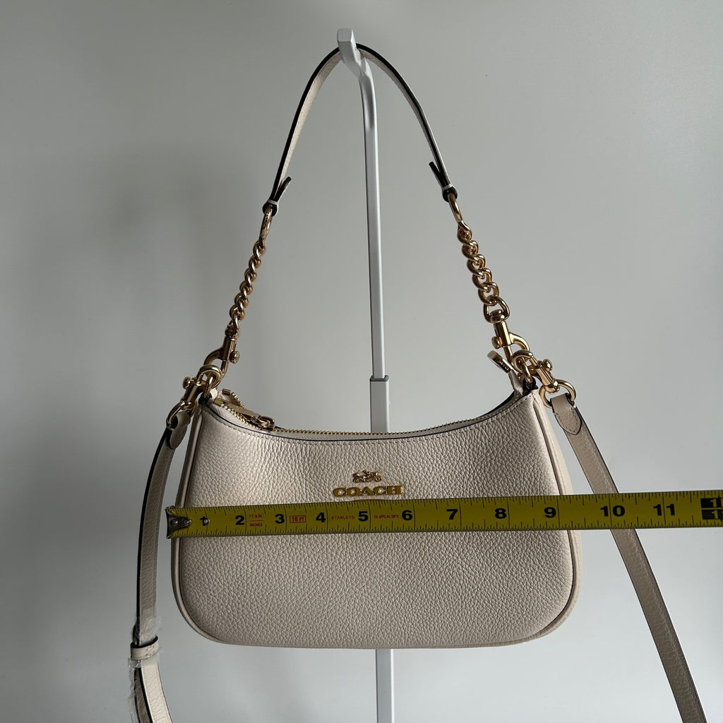 Coach Teri Chalk White Pebbled Leather Shoulder Bag CV934 Excellent9