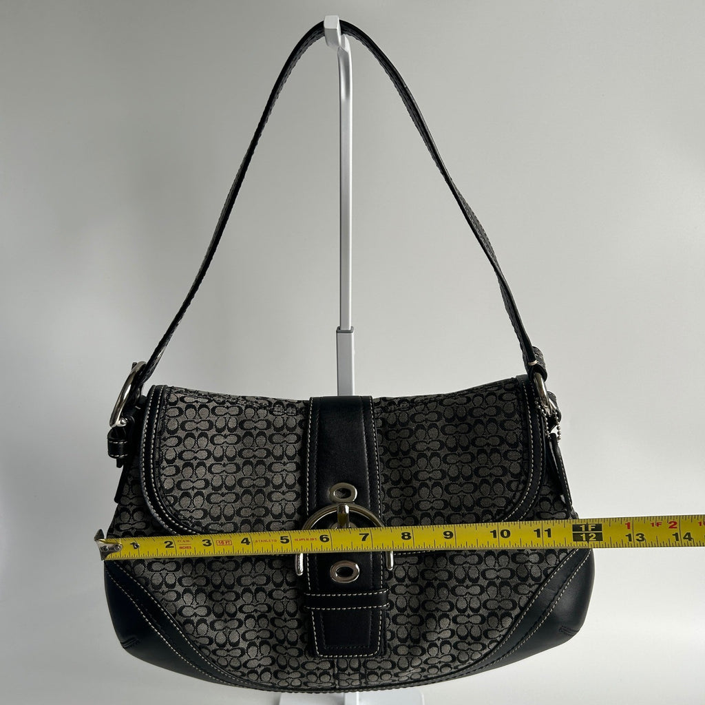 Coach Soho Signature Black Grey Canvas Leather Shoulder Bag F12309 Excellent6