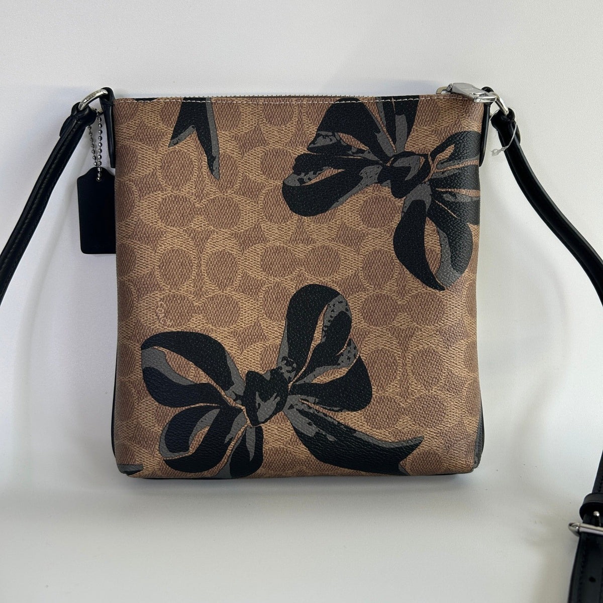 Coach Mini Rowan File Bag Brown Black Signature Canvas Bow Crossbody EXCELLENT1