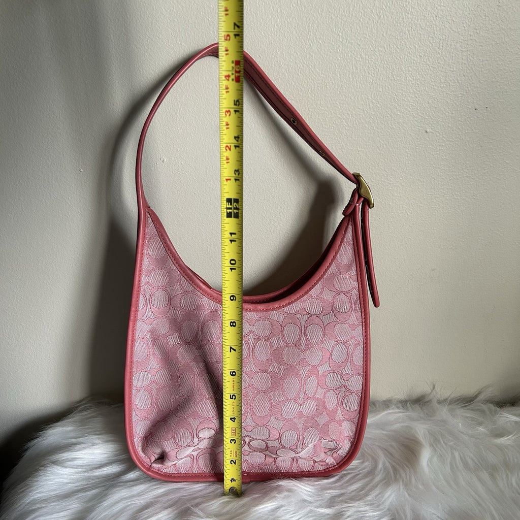 Coach Ergo Pink Signature Jacquard Leather Shoulder Bag C2588 Good9