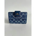 Coach Medium Corner Zip Wallet Navy Blue Signature Chambray Leather Excellent0