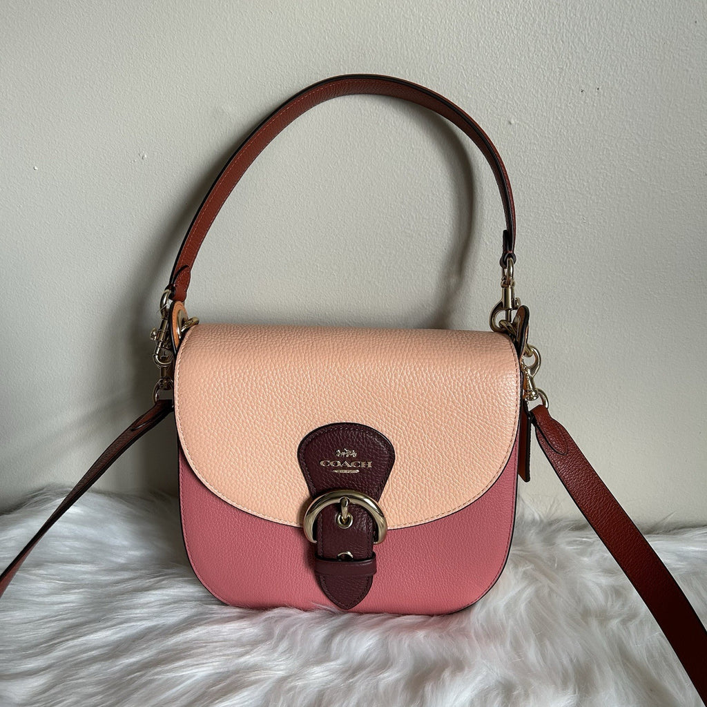 Coach Kleo 23 Faded Blush Multi Pebbled Leather Shoulder Bag NWT0