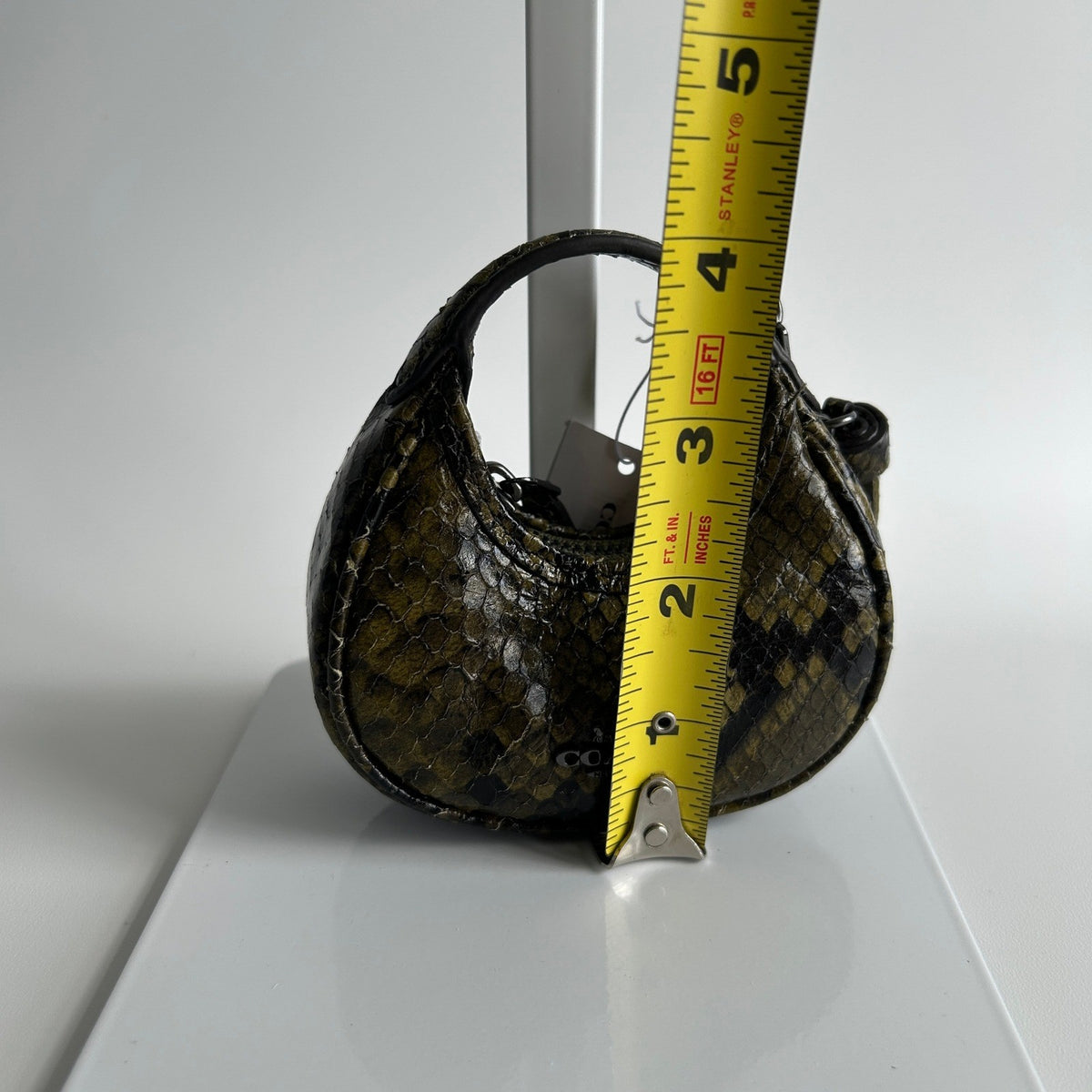 Coach Carmen Green Snake Print Embossed Leather Bag Charm NWT CCF184
